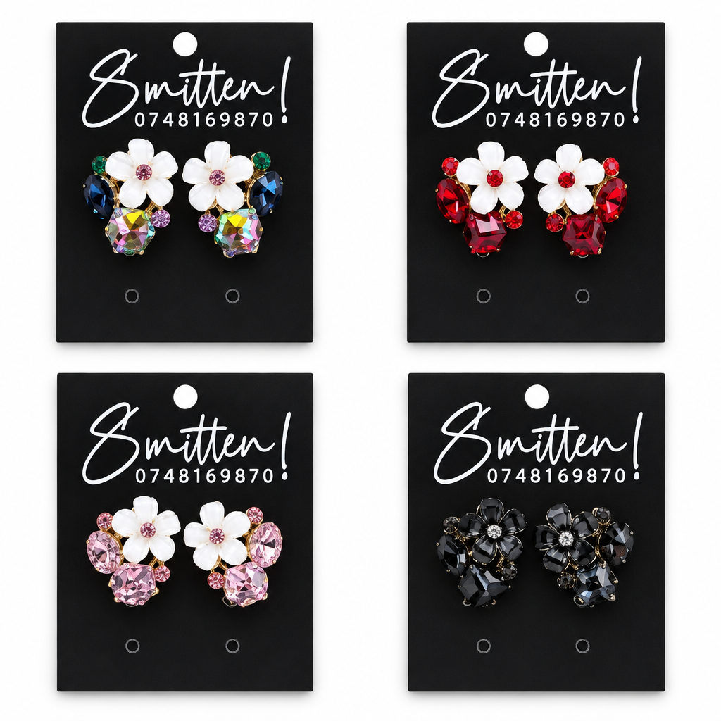 Floral Gemstone Statement Earrings