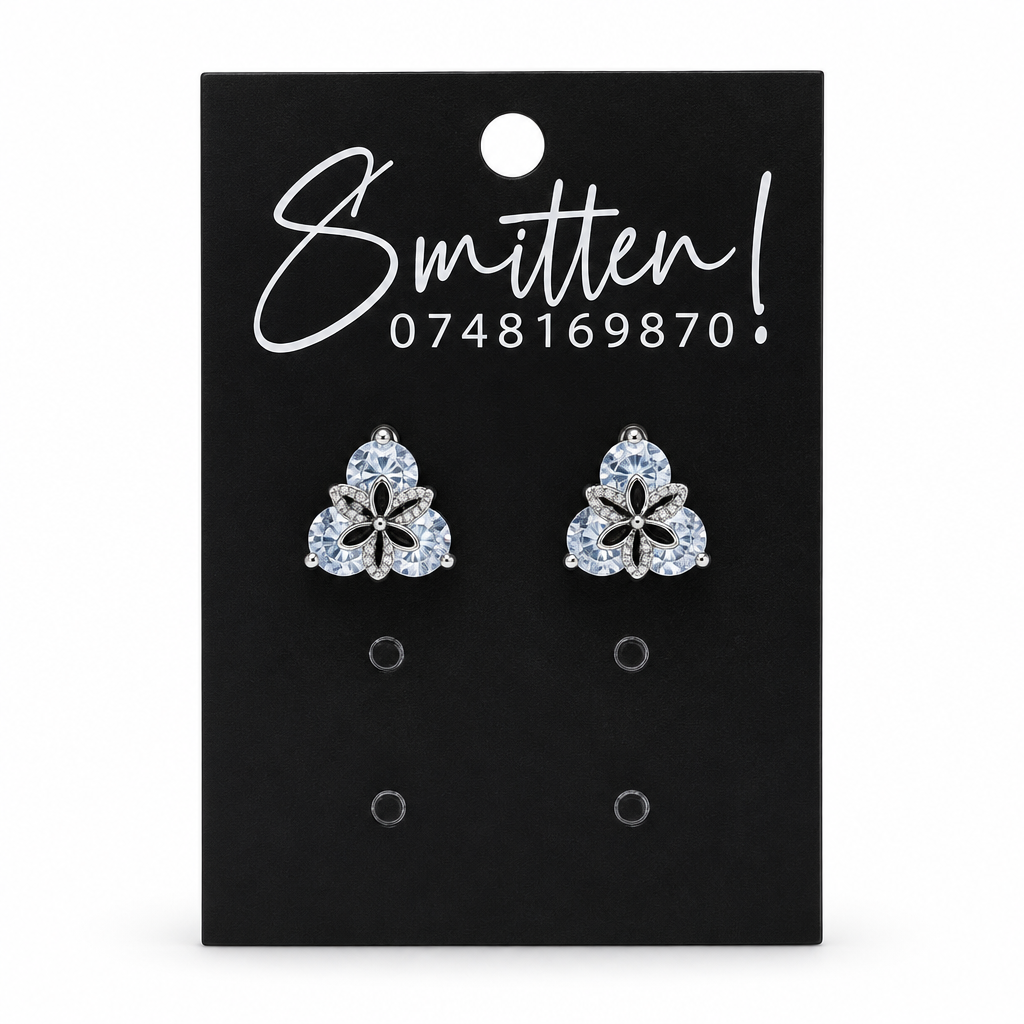 Three-stone Cluster Stud Earrings