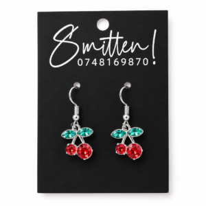 Rhinestone Cherry Dangle Earrings