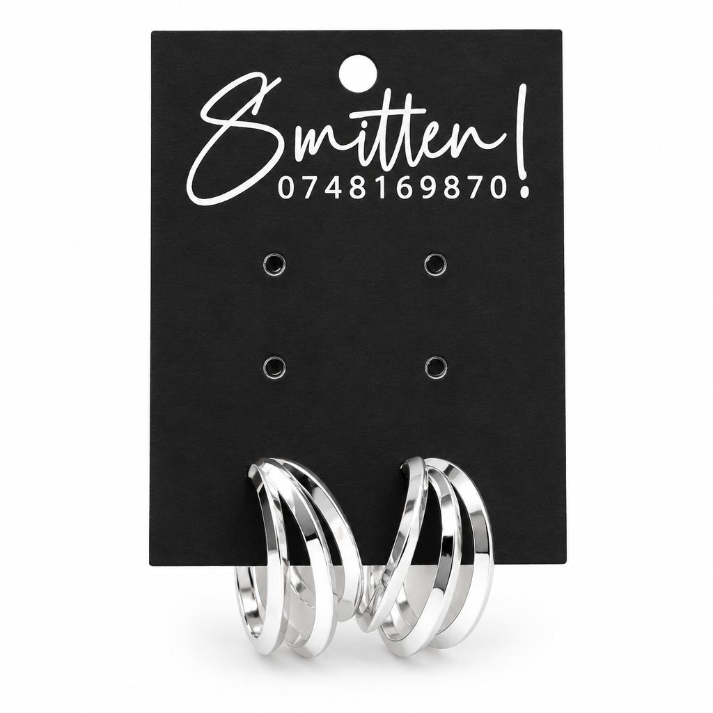 Silver-toned Triple-band Hoop Earrings