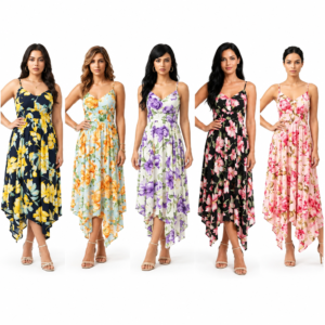 Alternative view of Handkerchief Hem Floral Dress - Pink
