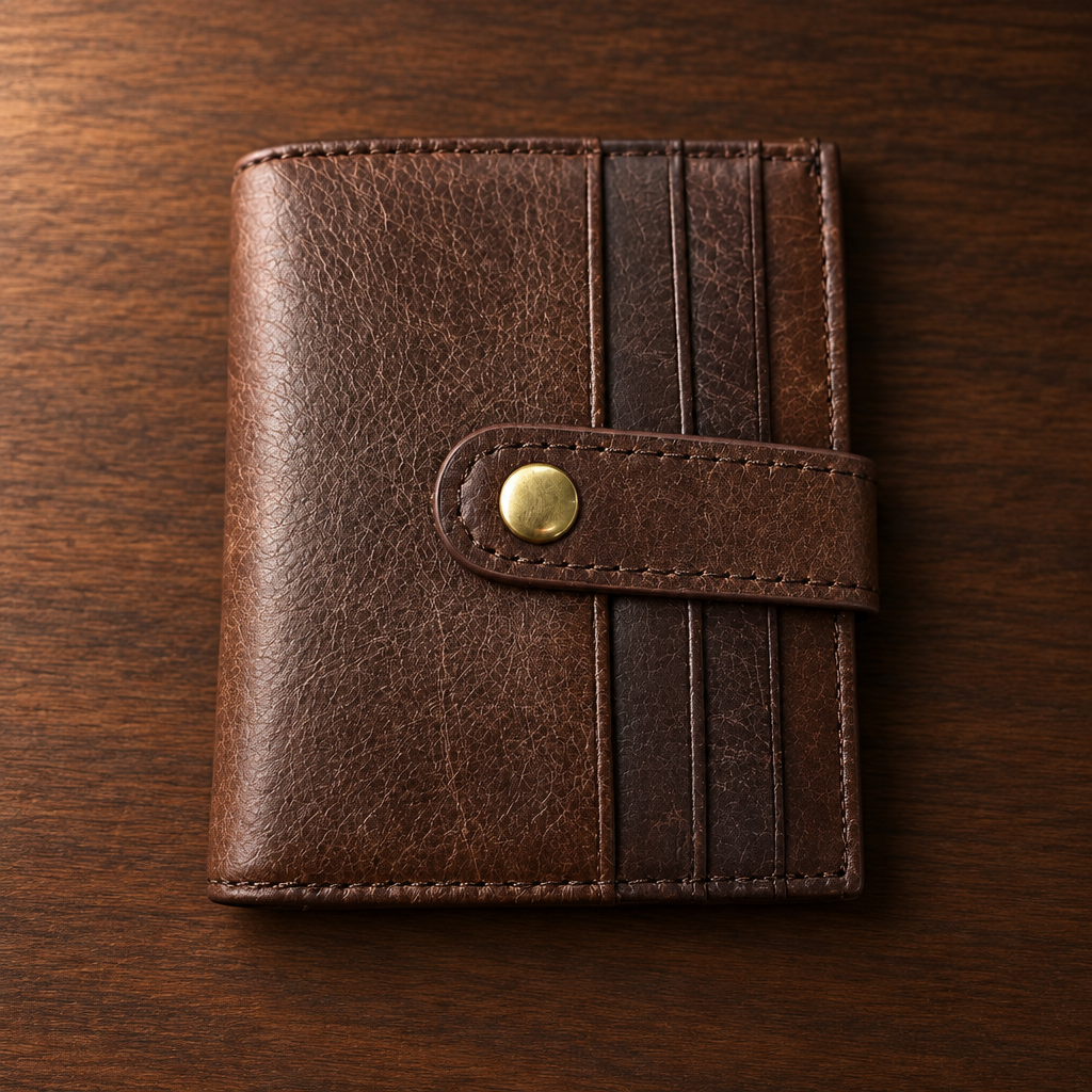 Minimalist Bifold Leather Card Wallet - Image 3