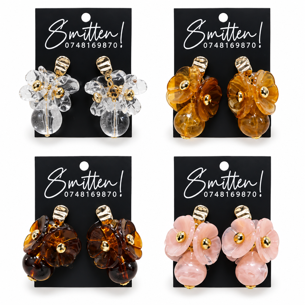 3D Floral Drop Earrings