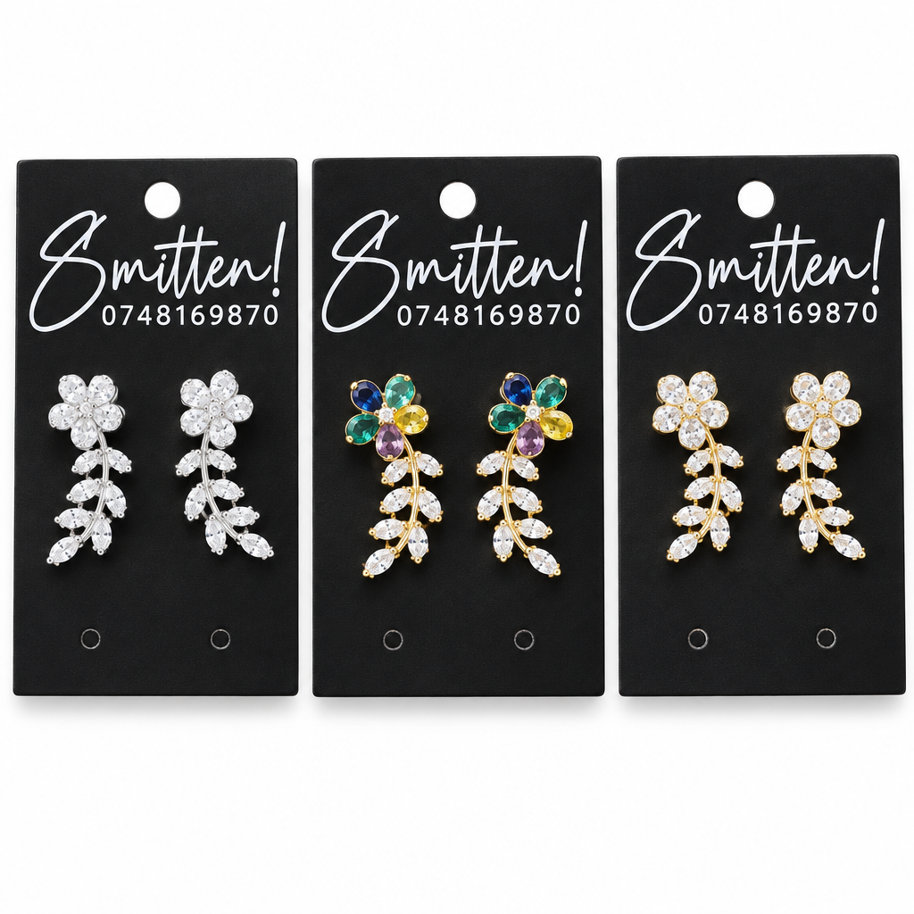 Floral Crawler Stud Earrings