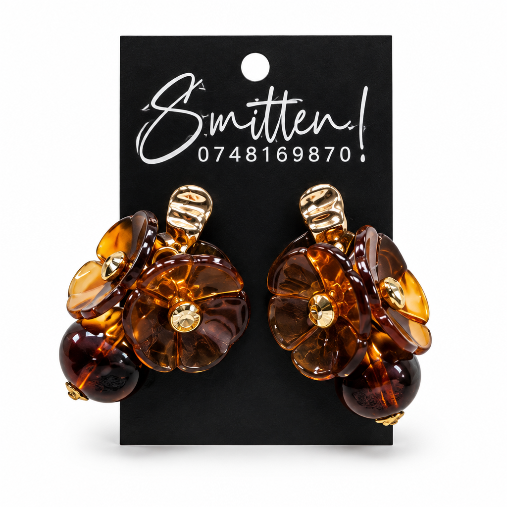 3D Floral Drop Earrings - Image 4
