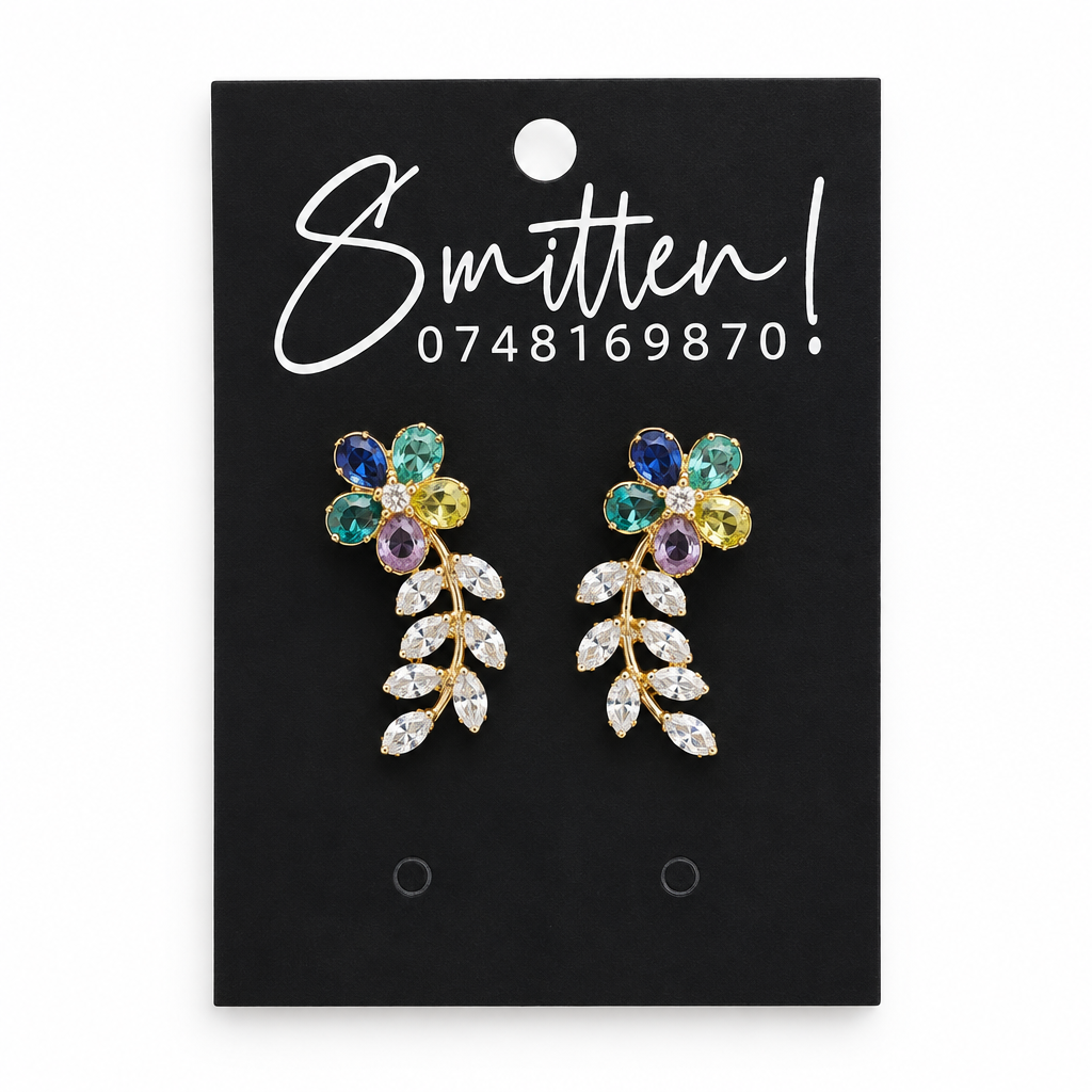 Floral Crawler Stud Earrings - Image 3